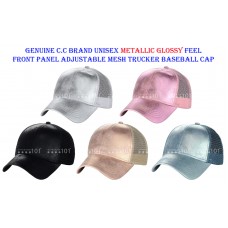 C.C Unisex Metallic Glossy Front Panel Adjustable Mesh Trucker Baseball CC Cap  eb-61412506
